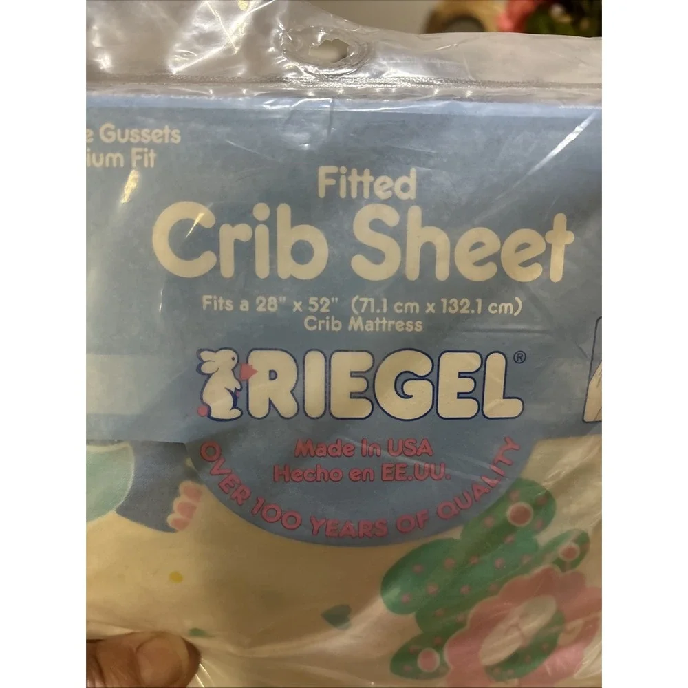 NEW VINTAGE RIEGEL STRETCH END CRIB‎ SHEET TODDLER BED COLORFUL ZOO ANIMALS USA